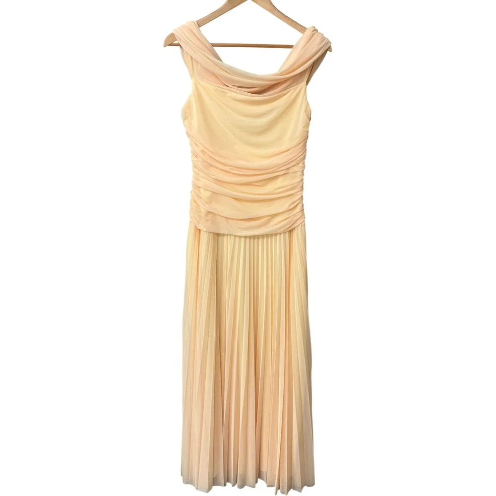 Abercrombie & Fitch Giselle Drop-Waist Maxi Dress Butter Yellow Size Large Tall
